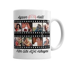 Baskı Dükkanı KB301 Film Şeridi Aşk Porselen Kupa Bardak