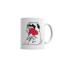 Baskı Dükkanı KB3279 Sevimli Aşk Pug Köpek Porselen Kupa Bardak
