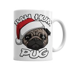 Baskı Dükkanı KB3475 Bah Hum Pug Christmas Köpek Porselen Kupa Bardak