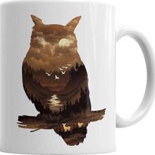Baskı Dükkanı KB6541 Owl Sunset Baykuş Porselen Kupa Bardak