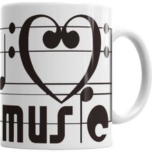 Baskı Dükkanı KB668 I Love Müzic Müziği Seviyorum Müzik Kupa Bardak