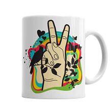 Baskı Dükkanı KB954 Peace Love Barış Işareti Porselen Kupa Bardak
