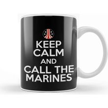 Baskı Dükkanı Keep Calm And Call The Marines Aliens Porselen Beyaz Kupa Bardak