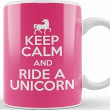 Baskı Dükkanı Keep Calm And Ride A Unicorn Porselen Beyaz Kupa Bardak