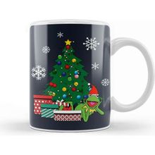 Baskı Dükkanı Kermit Around The Christmas Tree Muppets Porselen Beyaz Kupa Bardak