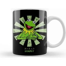 Baskı Dükkanı Kermit The Frog Retro Japanese Porselen Beyaz Kupa Bardak