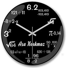 Baskı Dükkanı Kişiye Özel Matematik Formüllü Bombeli Gerçek Cam Duvar Saati