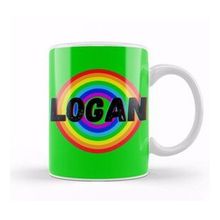 Baskı Dükkanı Logan Name Personalized Custom Vintage Retro Rainbow Design Gift Baby Gift For Him Kupa