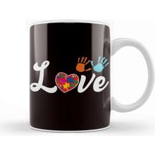 Baskı Dükkanı Love Autistic Heart Autism Awareness Support Puzzle Ribbon Kupa
