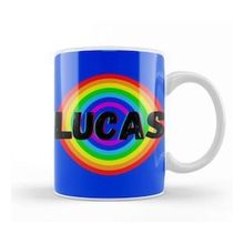 Baskı Dükkanı Lucas Name Custom Vintage Retro Rainbow Style Design Gift Baby Gift For Him Kupa