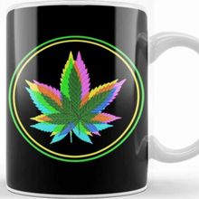 Baskı Dükkanı Marijuana Weed Leaves Psychedelic Neon Colored Kupa