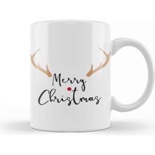 Baskı Dükkanı Merry Christmas Red Nose Antler Gift Kupa