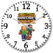 Baskı Dükkanı Minecraft Adventure Bombeli Gerçek Cam Duvar Saati
