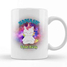 Baskı Dükkanı Namaste 6 Feet Away Unicorn Kupa