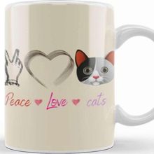 Baskı Dükkanı Peace Love Cats Awesome Gift Fashion Peace Love Cats Funny Summer Female Kupa