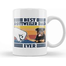 Baskı Dükkanı Porselen Beyaz Best Rottweiler Dad Ever Vintage Father Day Köpek Kupa Bardak