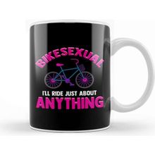 Baskı Dükkanı Porselen Beyaz Bikesexual Ill Ride Just About Anything Biking Kupa Bardak