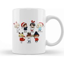 Baskı Dükkanı Porselen Beyaz Bts Christmas Gift Kpop Bts Chibi Christmas Kupa Bardak