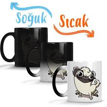 Baskı Dükkanı Pug Köpek Dog Pet Sevimli Cute Cartoon Animation Sihirli Porselen Kupa