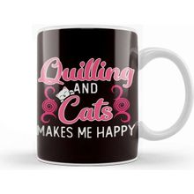 Baskı Dükkanı Quilling Cats Make Happy Hobby Craftsman Crafting Kitten Art Kupa