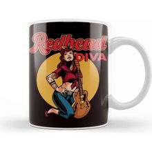 Baskı Dükkanı Redhead Diva Bass Guitar Player Ginger Girl Inked Tattooed Kupa