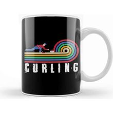 Baskı Dükkanı Retro Curling Player Vintage Curling Broom Stones Coach Team Kupa
