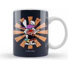 Baskı Dükkanı Ricochet Rabbit Retro Japanese Porselen 330 ml Beyaz Kupa Bardak