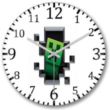 Baskı Dükkanı S3094 Creeper Minecraft Bombeli Gerçek Cam Duvar Saati