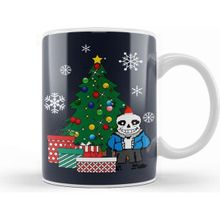 Baskı Dükkanı Sans Around The Christmas Tree Undertale Porselen 330 ml Beyaz Kupa Bardak