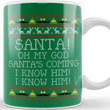 Baskı Dükkanı Santa Oh My God I Know Him Elf Quote Christmas Knit Kupa