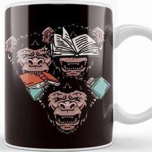 Baskı Dükkanı See Speak Hear No Evil Japan Monkeys Gorilla Books Emoticon Kupa