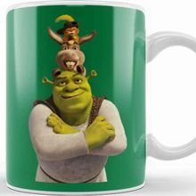 Baskı Dükkanı Stacked Pocket Shrek Donkey And Puss In Boots Kupa