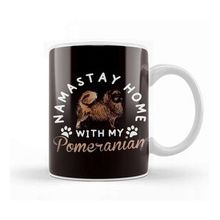 Baskı Dükkanı Stay Home With Pomeranian Pommy Pom German Spitz Puppy Pet Kupa