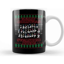Baskı Dükkanı Stranger Things Merry Christmas Lights Knit Kupa