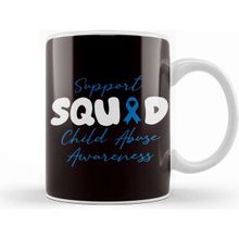 Baskı Dükkanı Support Squad Child Abuse Prevention Month Blue Ribbon Beyaz Porselen Kupa Bardak