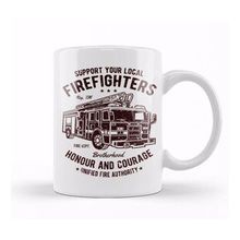 Baskı Dükkanı Support Your Local Firefighters Beyaz Porselen Kupa Bardak