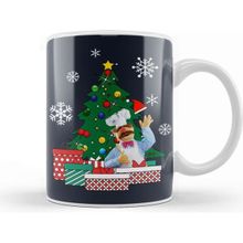Baskı Dükkanı Swedish Chef Around The Christmas Tree Muppets Beyaz Porselen Kupa Bardak