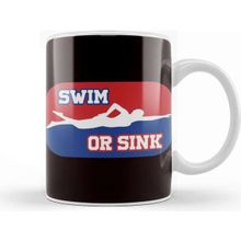 Baskı Dükkanı Swim Or Sink Swimmer Swimming Indoor Pool Water Sports Coach Beyaz Porselen Kupa Bardak