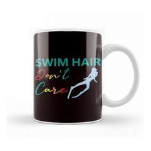 Baskı Dükkanı Swimming Hair Dont´s Care Swimmer Swim Girl Water Sports Beyaz Porselen Kupa Bardak