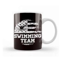 Baskı Dükkanı Swimming Team American Us Flag Swimmer Swim Athlete Coach Beyaz Porselen Kupa Bardak