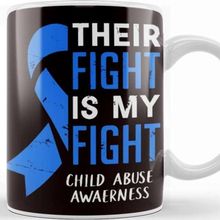 Baskı Dükkanı Their Fight My Fight Child Abuse Awareness Blue Ribbon April Kupa