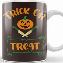 Baskı Dükkanı Trick Or Treat Pumpkin Head Typography Porselen Beyaz Kupa Bardak