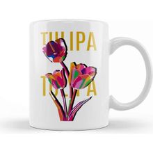Baskı Dükkanı Tulip Flowers Porselen Beyaz Kupa Bardak