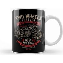 Baskı Dükkanı Two Wheels Forever Motorcycle Community Porselen Beyaz Kupa Bardak