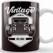Baskı Dükkanı Vintage Classic Old Hot Rod Cars Automobile Muscle Garage Kupa Bardak
