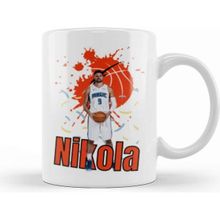 Baskı Dükkanı Vucevic Nikola Vucevic Vintage Art Legend Basketball Gift Beyaz Porselen Kupa Bardak