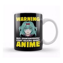 Baskı Dükkanı Warning May Start Talking About Anime Beyaz Porselen Kupa Bardak