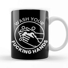 Baskı Dükkanı Wash Your Fucking Hands Beyaz Porselen Kupa Bardak
