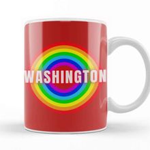 Baskı Dükkanı Washington Vvintage Retro Rainbow Style Beyaz Porselen Kupa Bardak