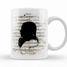 Baskı Dükkanı Wolfgang Amadeus Mozart Piyano Müzik Notaları Porselen Kupa